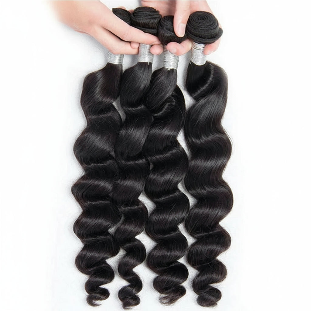 32 Inch Human Hair Bundles Loose Wave Bundles Indian Hair Weave Bundles