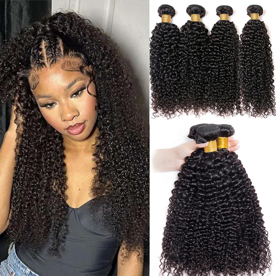 Indian Kinky Curly Human Hair 1 3 4 Bundles Deal Raw Hair Original Human Hair