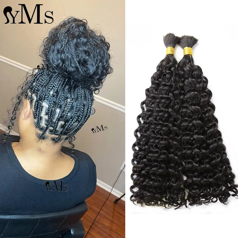 Double Drawn Burmese Spanish Curl Bulk Human Hair No Weft YMS Double Drawn Curly Human Braiding Hair For Women 4pcs Full Head