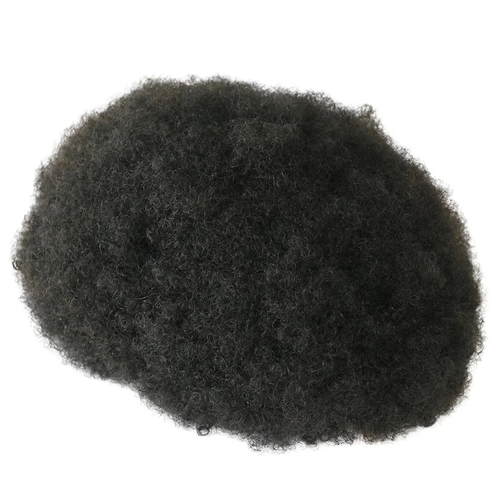 Undetectable Dark Brown Human Hair Afro Men Toupee