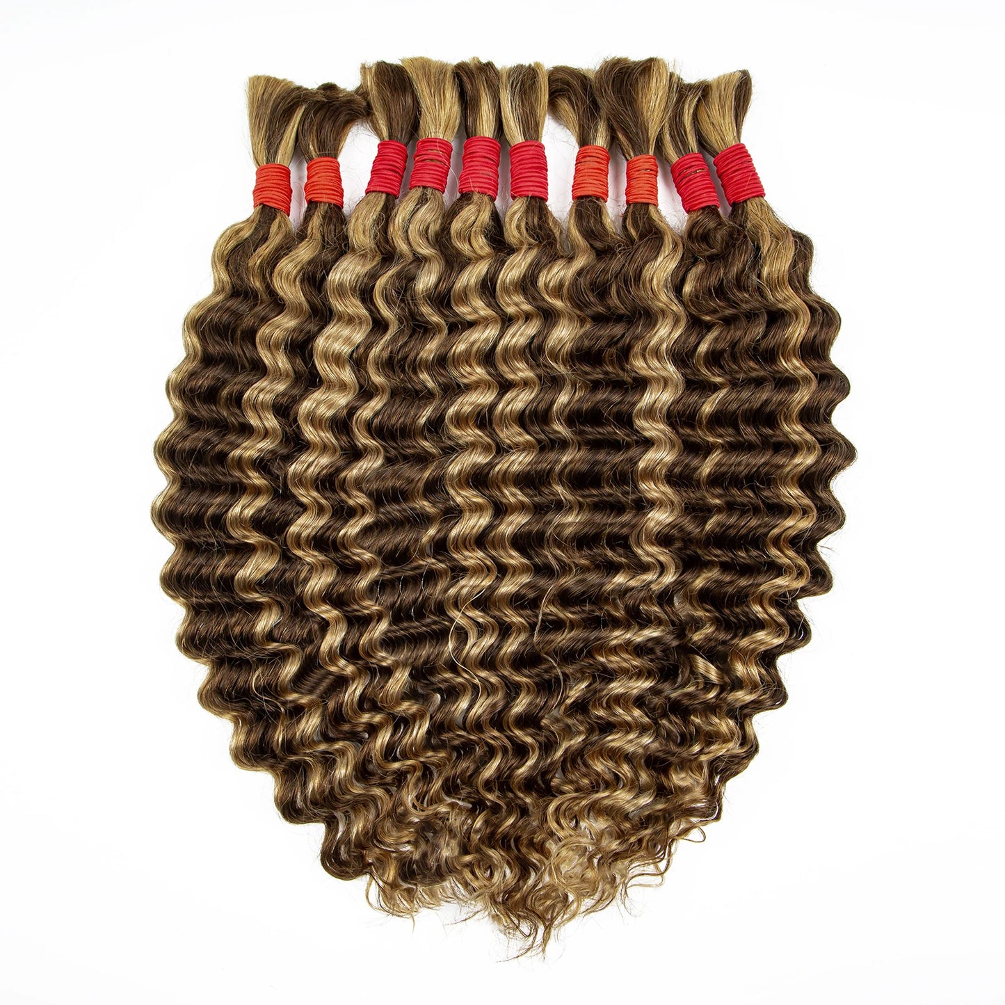 22 24Inch Deep Wave Bulk Human Hair for Boho Braids No Weft Colored 100% 12A Human Hair Bulk Curly Extensions for Braiding