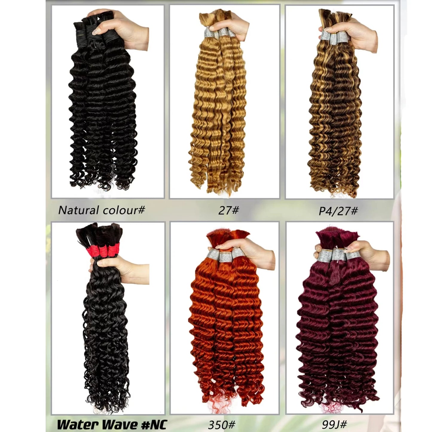 22 24Inch Deep Wave Bulk Human Hair for Boho Braids No Weft Colored 100% 12A Human Hair Bulk Curly Extensions for Braiding