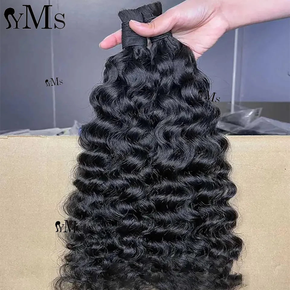 Burmese Curly Bulk Human Hair For Braiding Wholesale YMS Boho Braids Human Hair Extensions No Weft Double Drawn Curly Hair Bulk