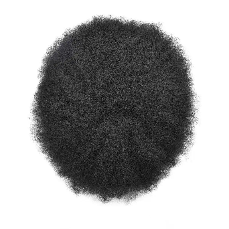 4mm Wave Afro Human Hair Wigs for Men Thin Skin