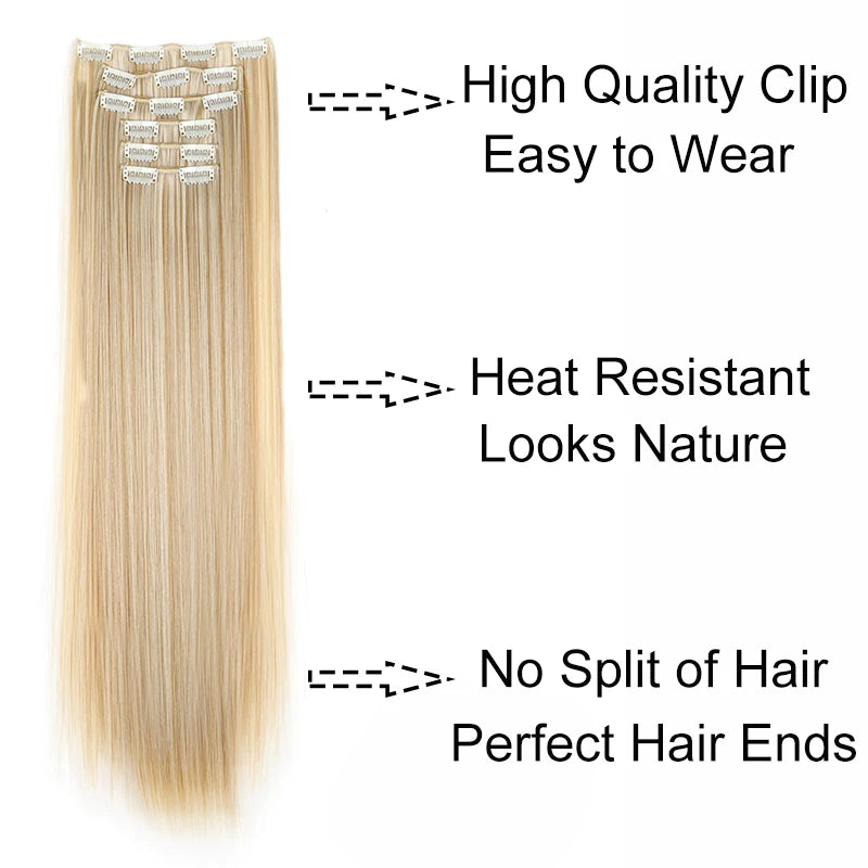 Synthetic 24Inch 16 Clips in Hair Extensions