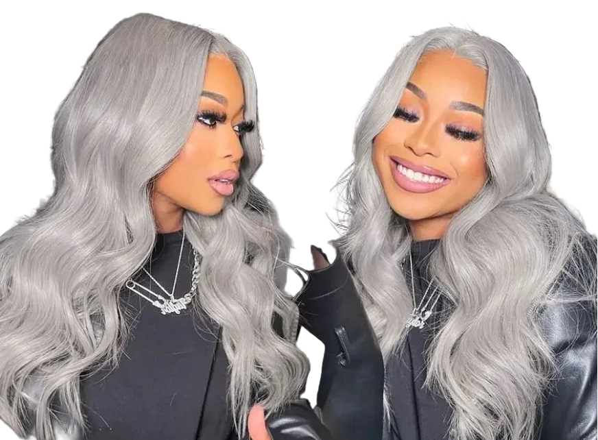 30 Inch Grey Human Hair Wigs Raw Vietnamese Silver Body Wave