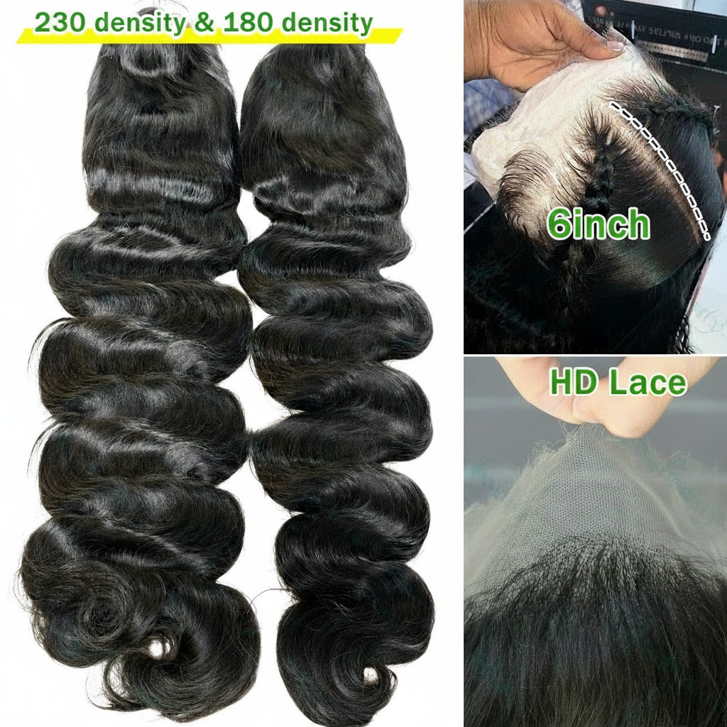 200% Transparent Body Wave Lace Front Brazilian