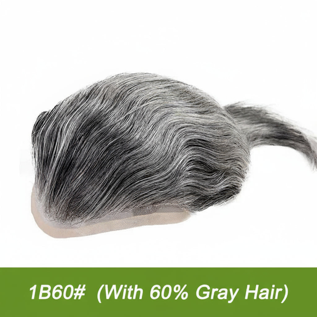 Men Grey Hair Natural Hairline Lace Front Unit