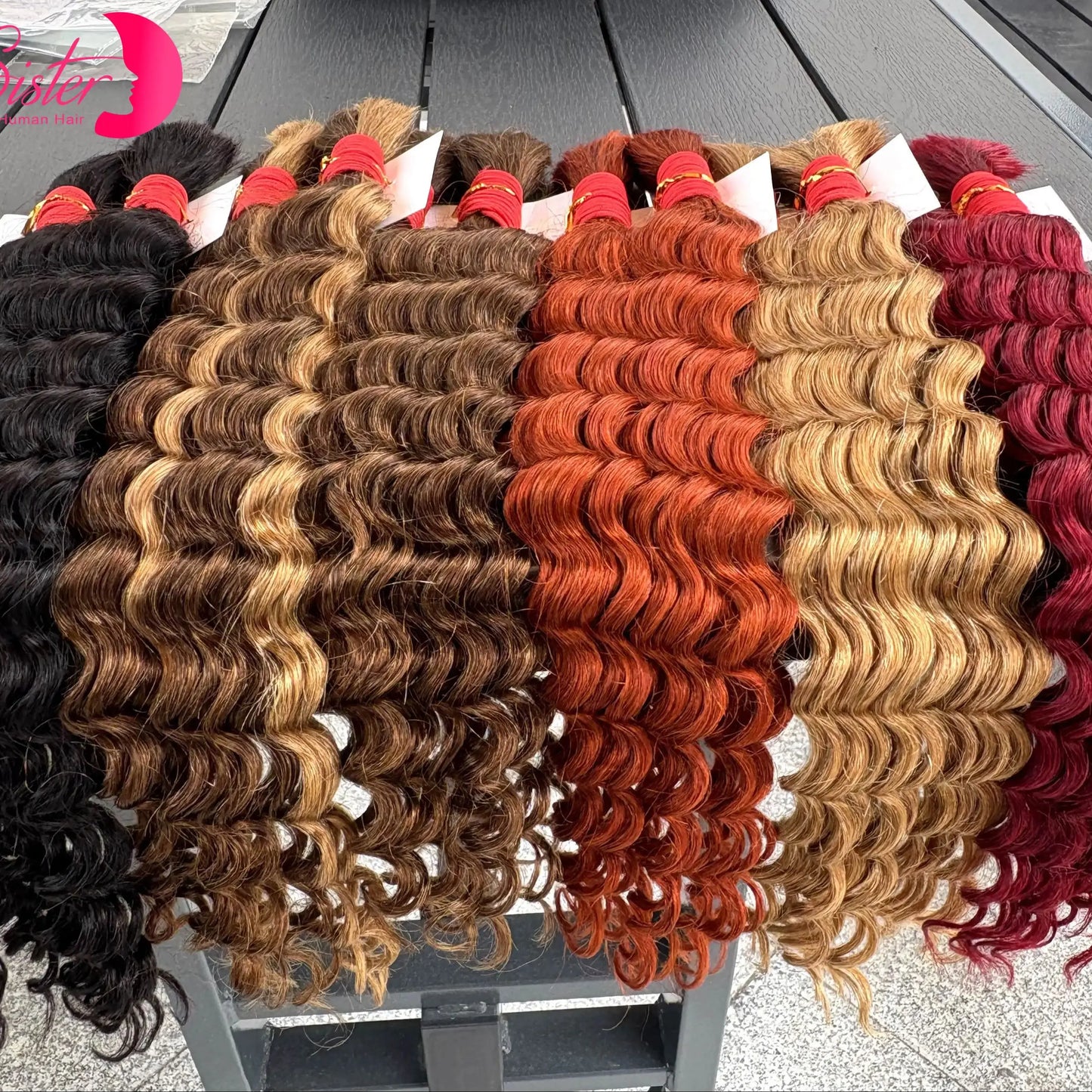 22 24Inch Deep Wave Bulk Human Hair for Boho Braids No Weft Colored 100% 12A Human Hair Bulk Curly Extensions for Braiding