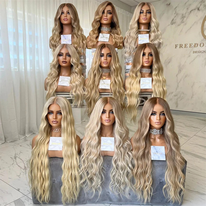 Wig female Ombre Platinum Blonde