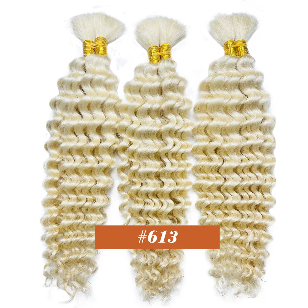 Human Braiding Hair 2Bundle 100g 18Inch Deep Wave Bulk Human Hair Brown Wet and Wavy Human Hair Bundles for Braiding No Weft