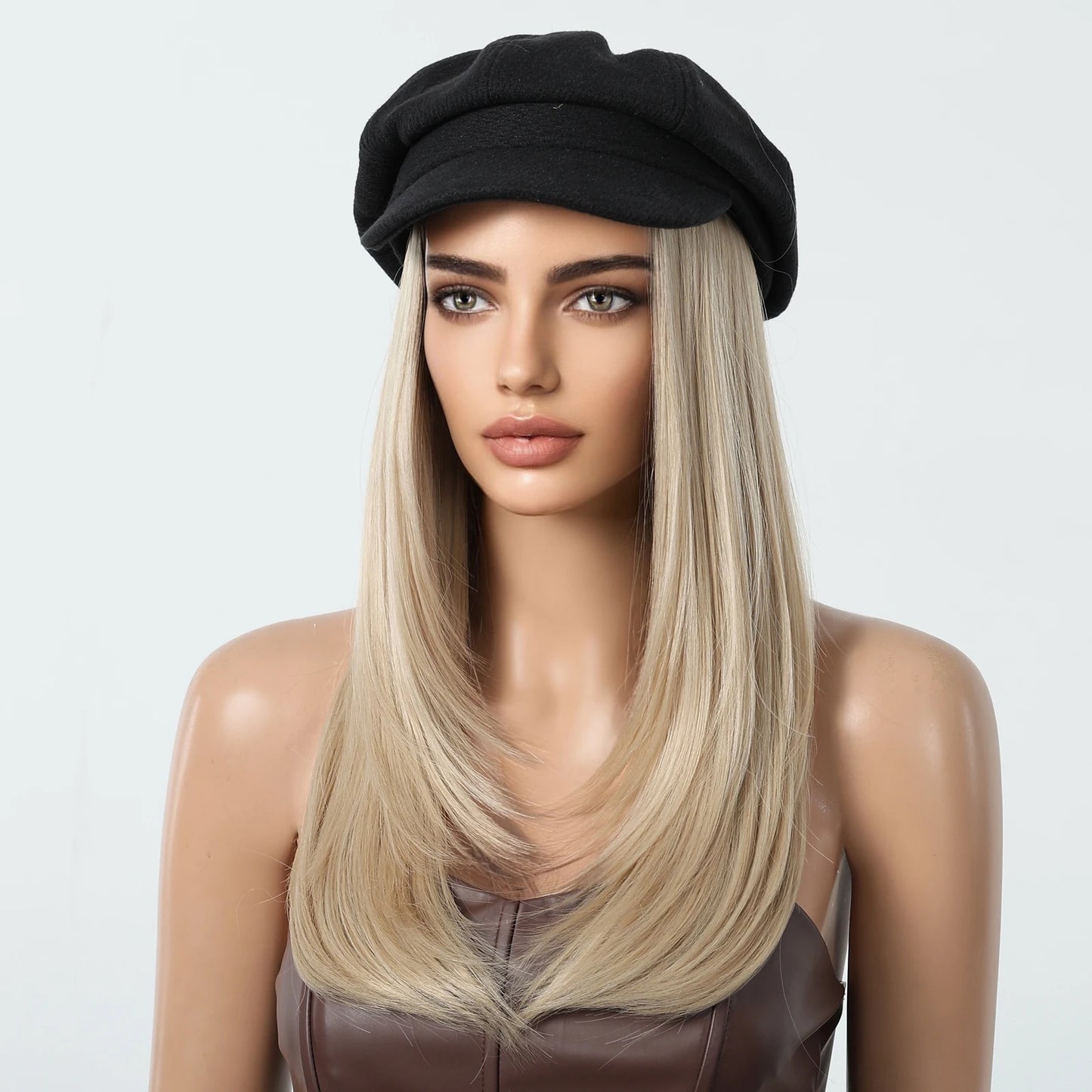 Hat Wig Blonde  Synthetic Hair Extension
