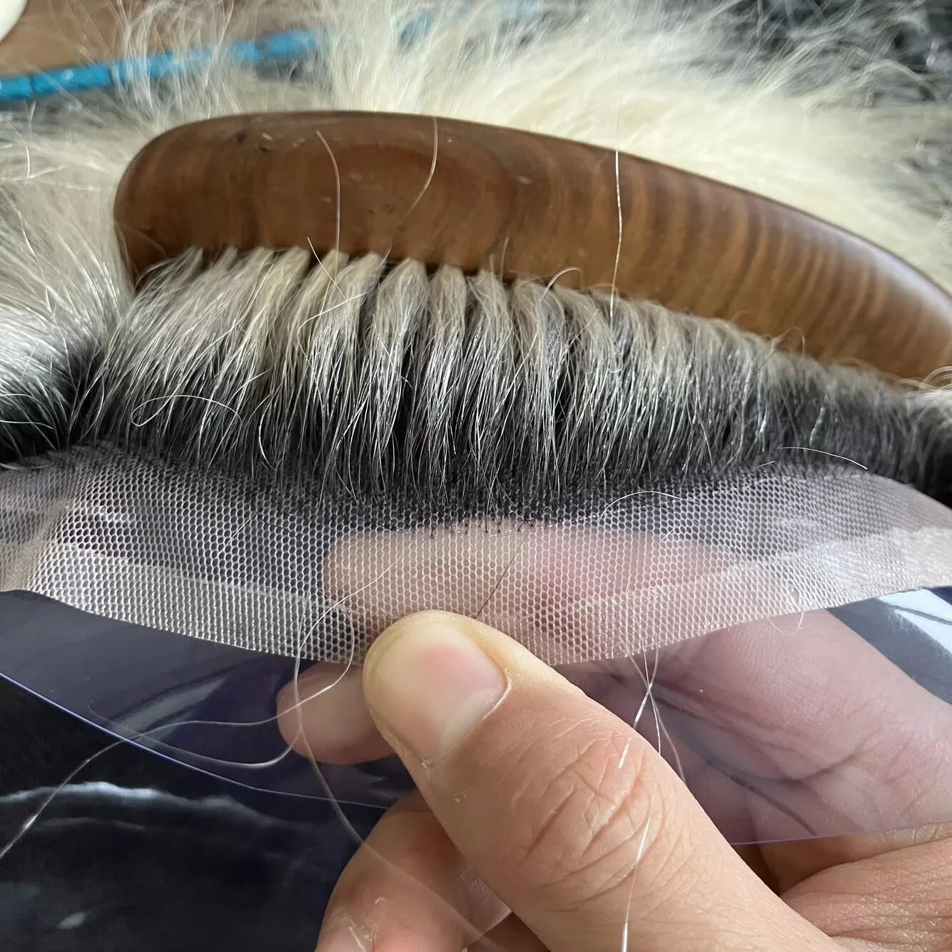 Men's Full French Lace Wig 100% Human Hair Ombre