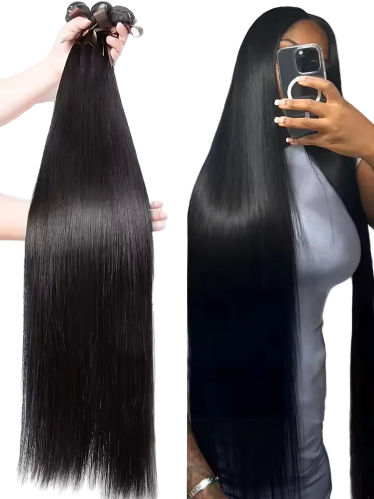 30 40 Inch Bone Straight Human Hair Weave Bundle 2 3 4 Bundles Raw Virgin Remy Indian