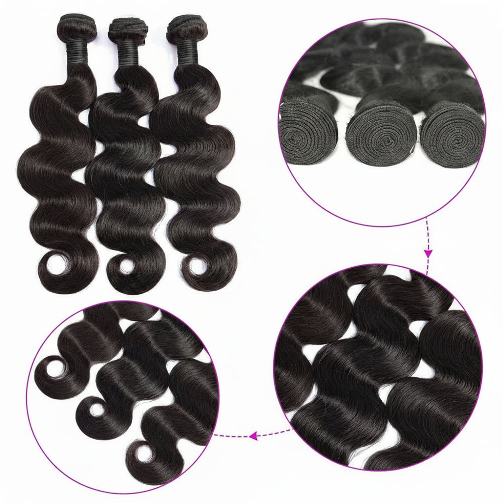 24inch Body Wave Human Hair Bundles 100% Brazilian Raw Human Hair 1/3/4 Bundles for Women 10A Thick Bundles