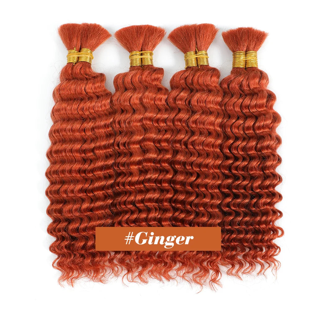 Human Braiding Hair 2Bundle 100g 18Inch Deep Wave Bulk Human Hair Brown Wet and Wavy Human Hair Bundles for Braiding No Weft