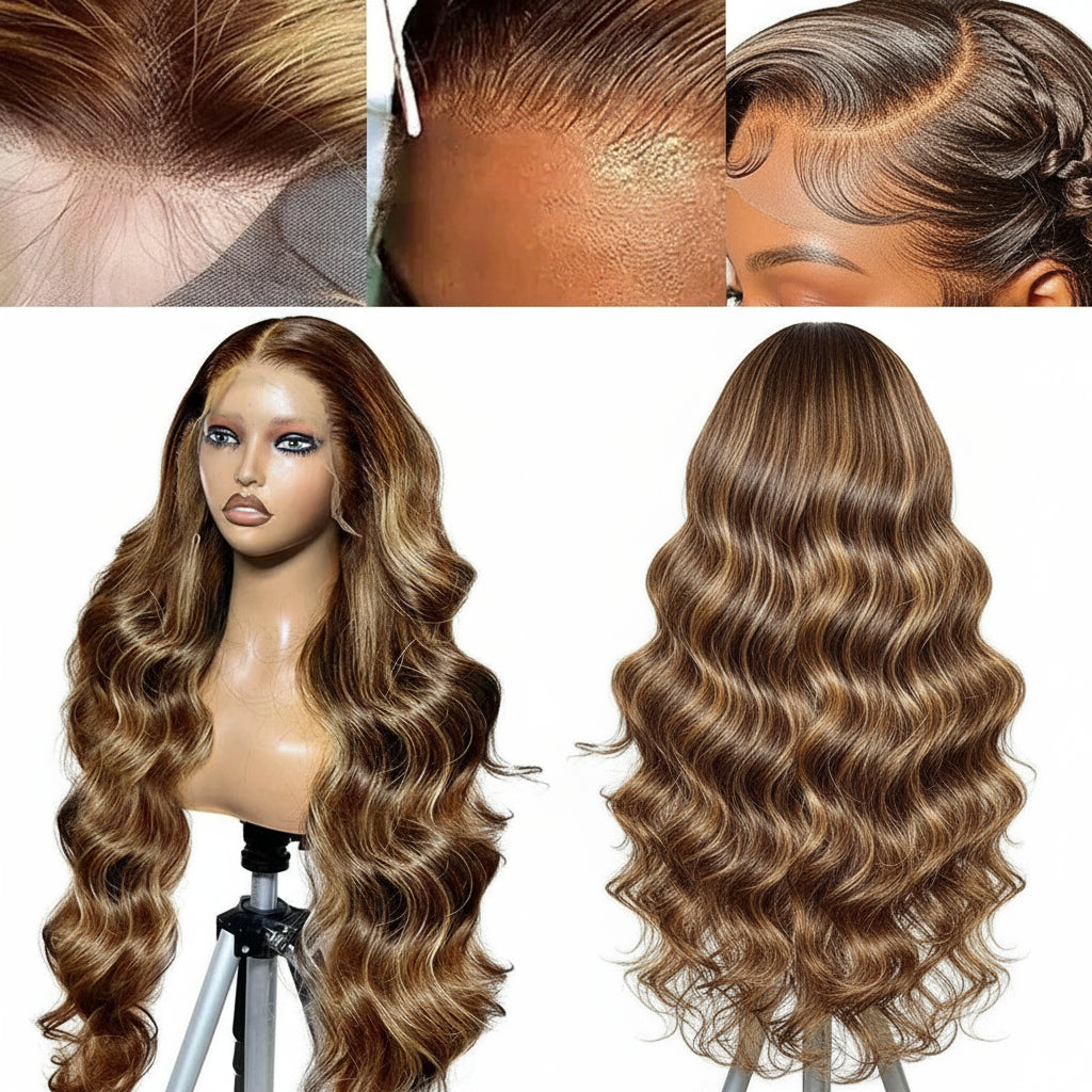 P4/27 Highlight Human Hair Wigs Body Wave 220 Density Ombre