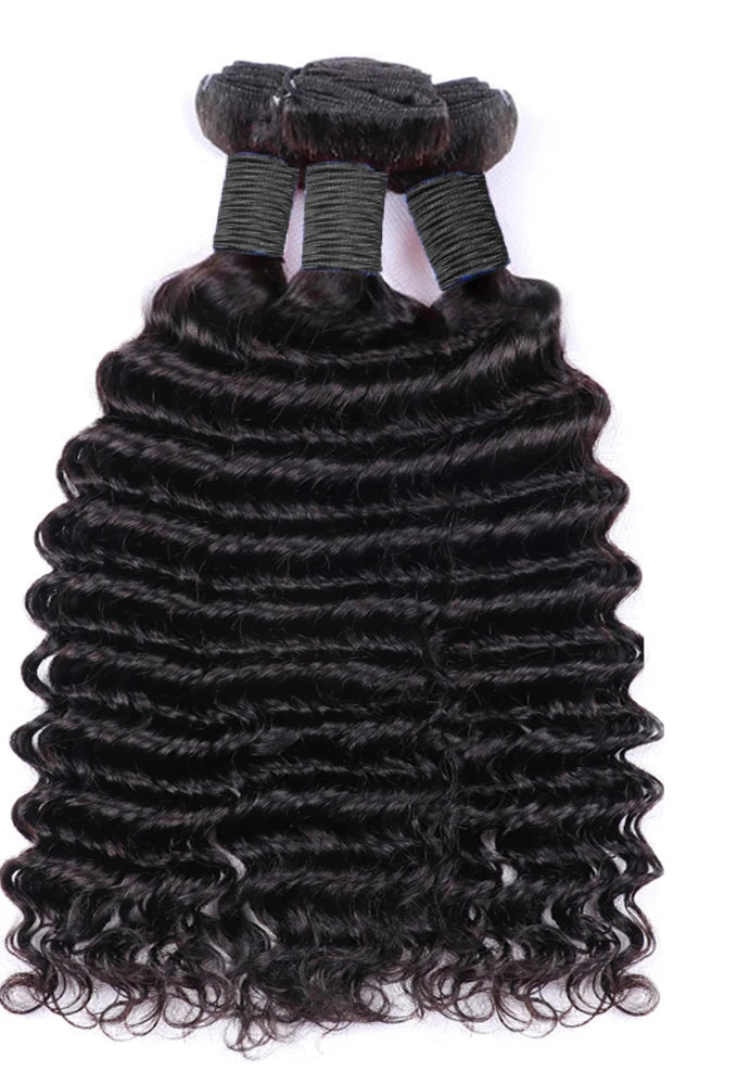 Deep Wave Bundles 3 PCS Natural Color 100% Remy Human Hair Bundles 10-40 Inch Bundles
