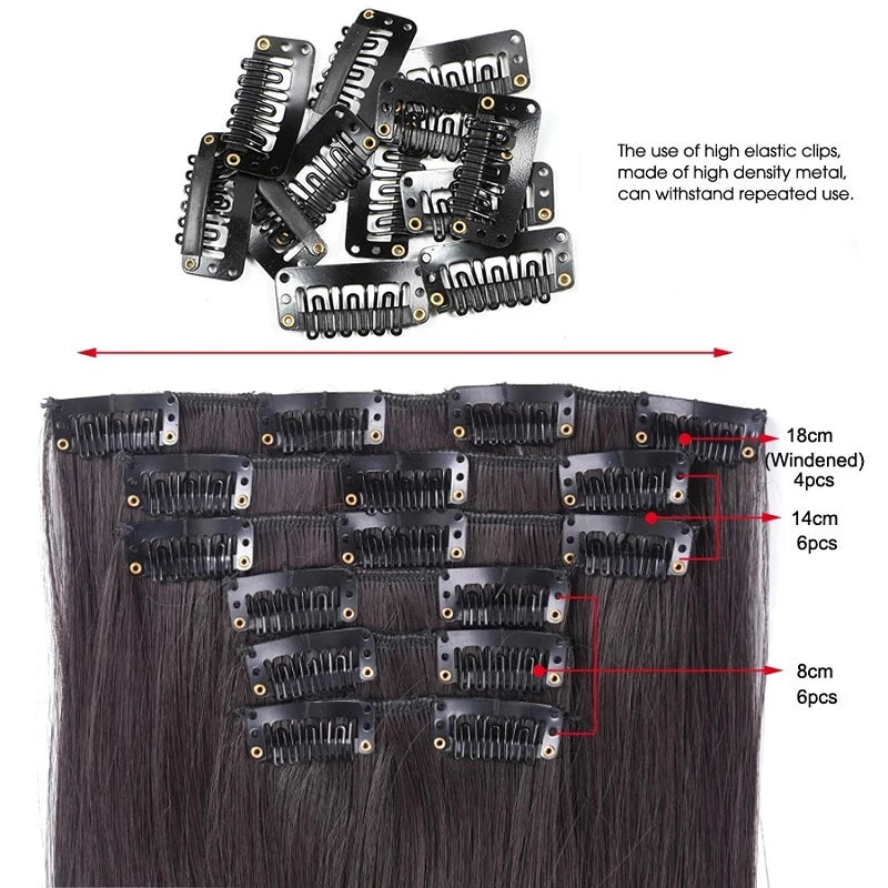 6Pieces/Set Silky Synthetic 24Inch Straight Hair Extension
