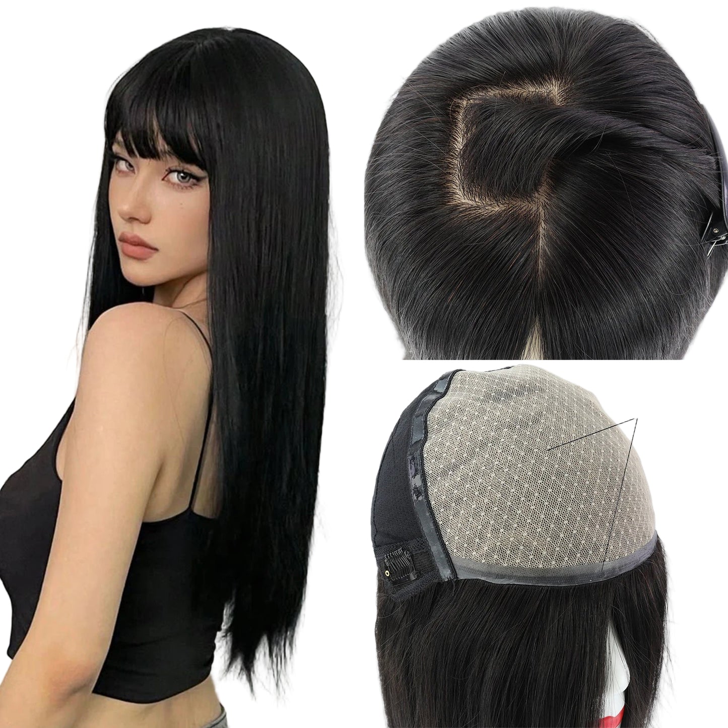 Silk Top Full Lace Wig with Bangs