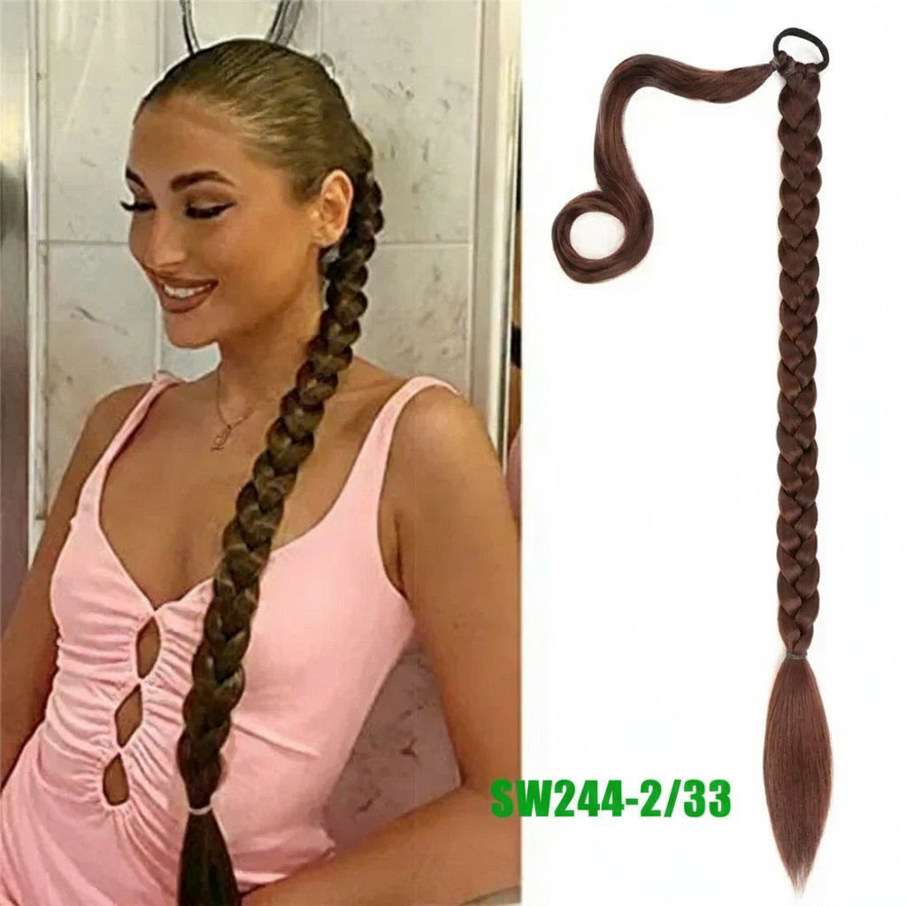 80cm Long Synthetic Braided Ponytail With Rubberband
