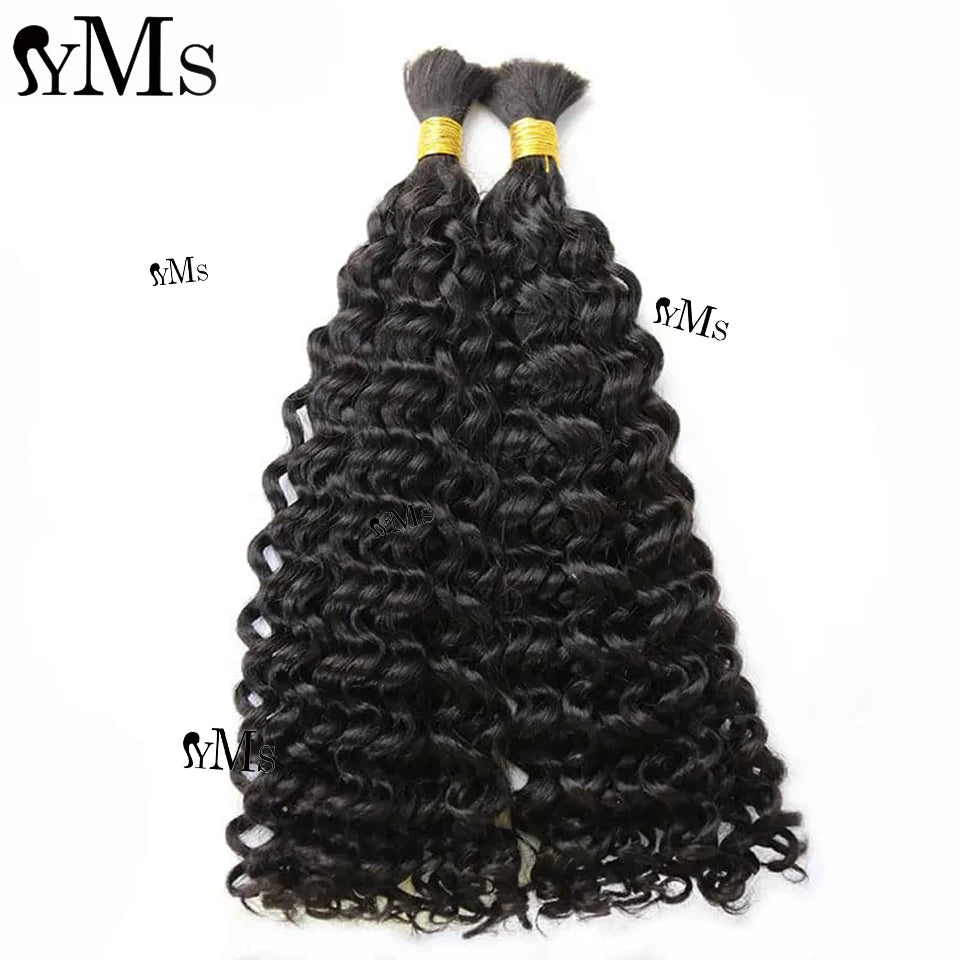 Double Drawn Burmese Spanish Curl Bulk Human Hair No Weft YMS Double Drawn Curly Human Braiding Hair For Women 4pcs Full Head