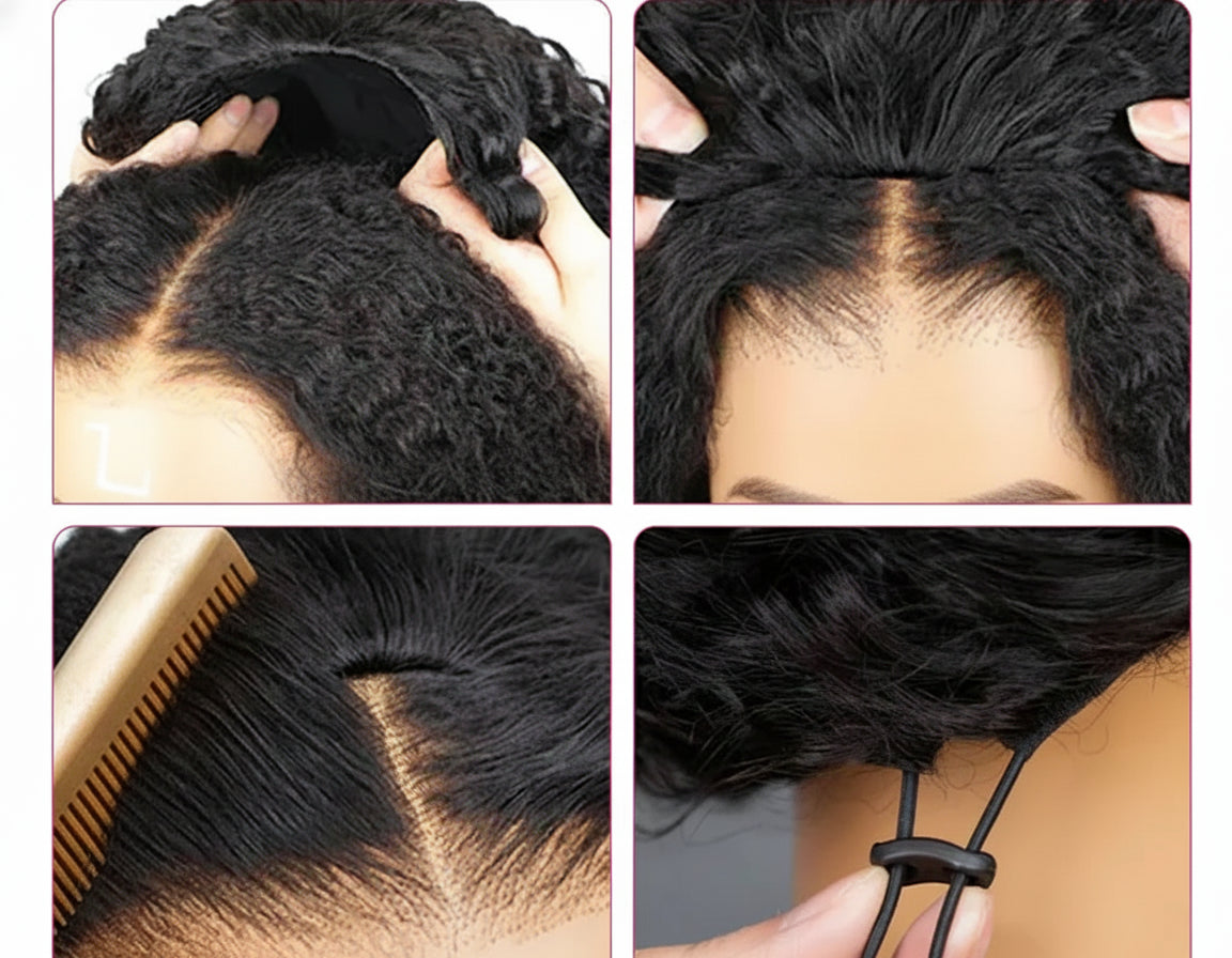 16 Inch 3 IN 1 Half Wig with Drawstring Seamless Human hair