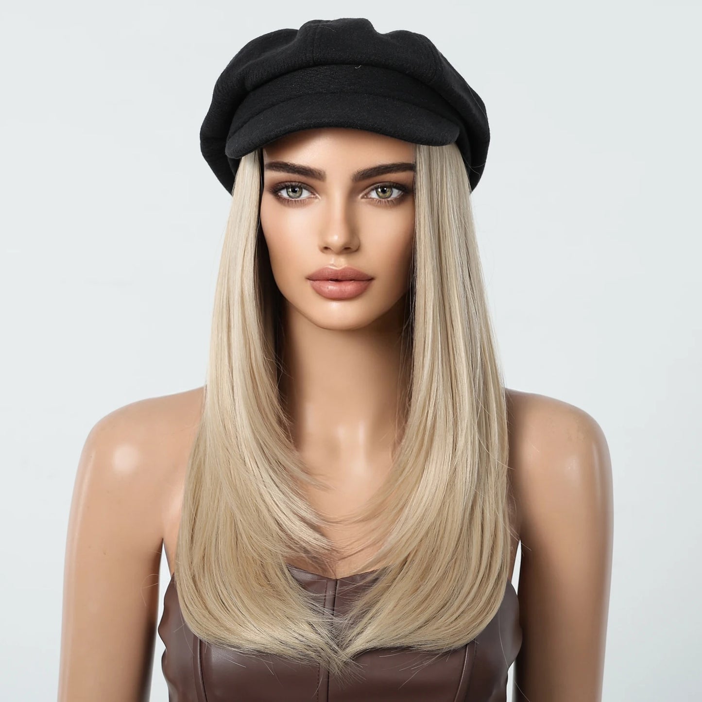 Hat Wig Blonde  Synthetic Hair Extension