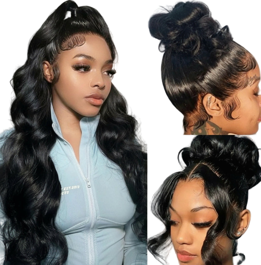 Body Wave 360 HD Full Lace Front Wigs Human Hair Pre Plucked 12A Glueless Brazilian Virgin Wig With Drawstring