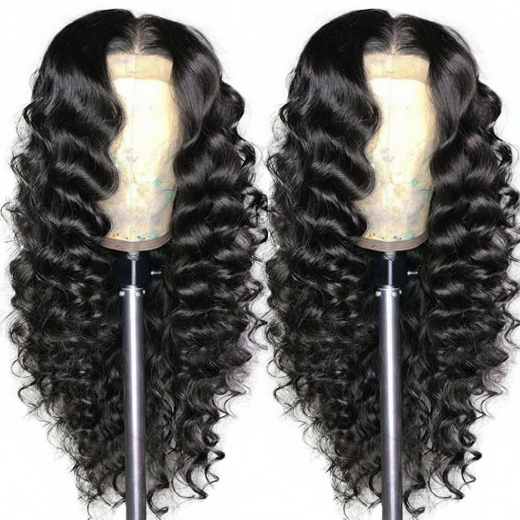 15A Loose Deep Wave Bundles With Frontal Closure Peruvian Hair  100% Raw Virgin Human Hair Bundles With Frontal Hair Extensions