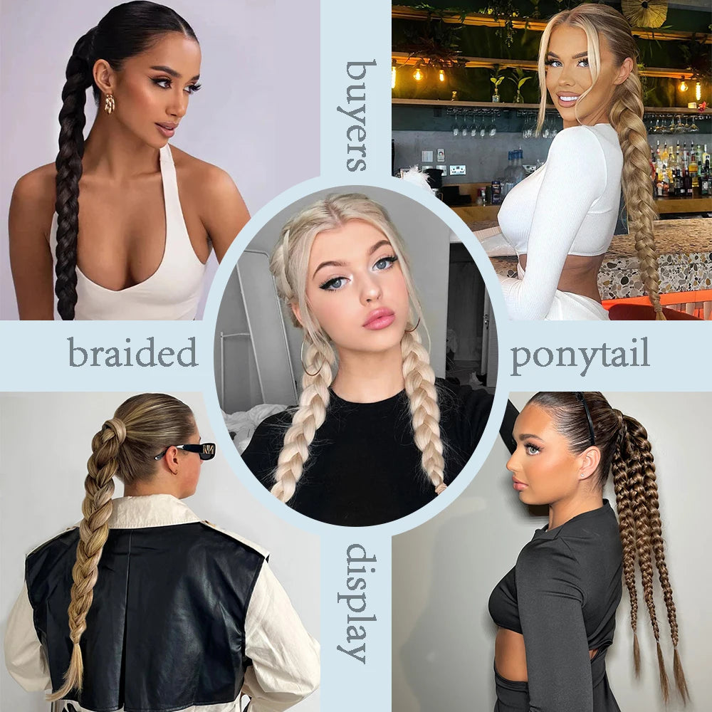 Synthetic Braided Long Ponytail Extensions