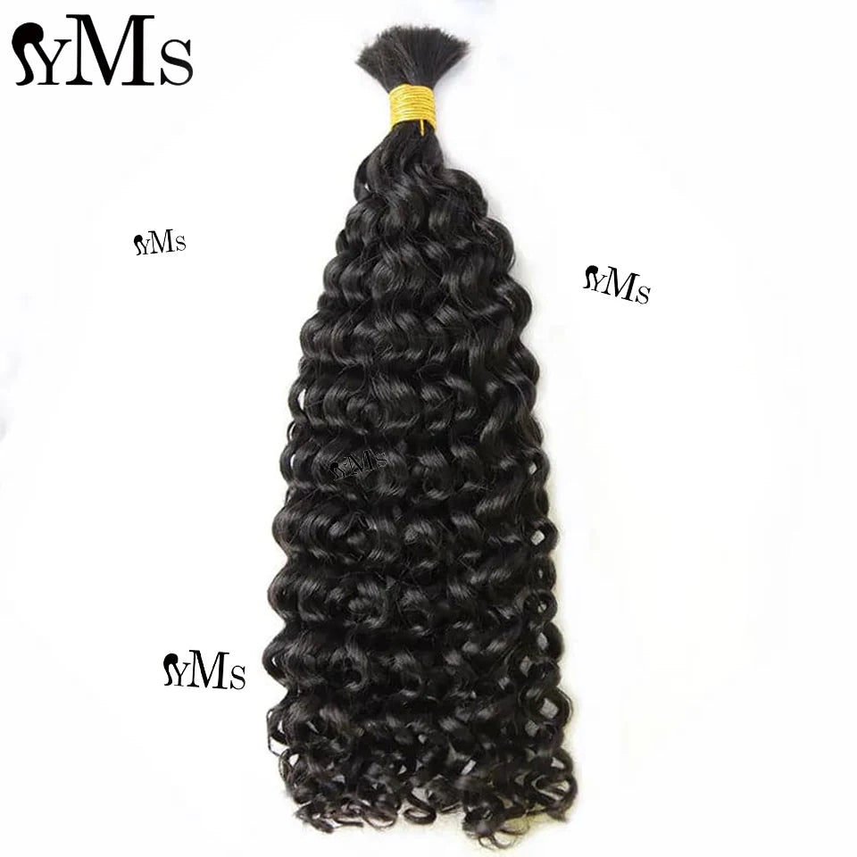 Double Drawn Burmese Spanish Curl Bulk Human Hair No Weft YMS Double Drawn Curly Human Braiding Hair For Women 4pcs Full Head