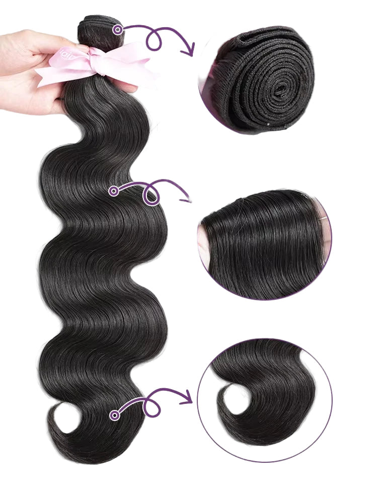 30 36 Inch Body Wave Raw 1 3 4 Bundles Indian 100% Unprocessed Human Hair Wavy