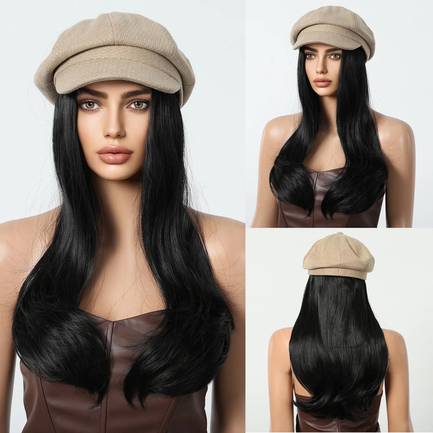 Hat Wig Blonde  Synthetic Hair Extension
