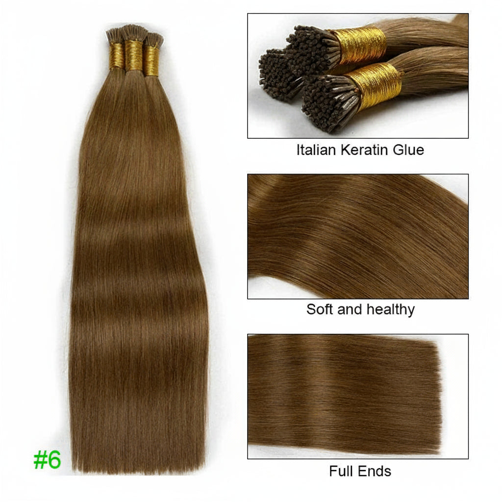 Straight I Tip Hair Extensions Human Hair Blonde Highlight Keratin