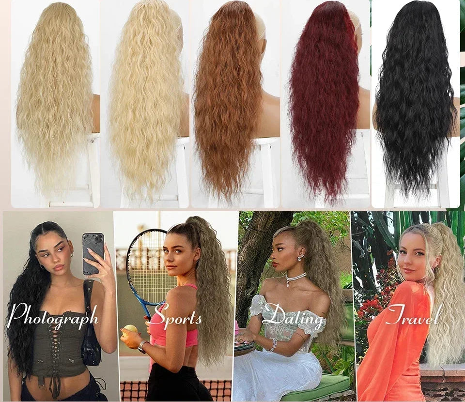 Synthetic Long Wavy Ponytail Extensions