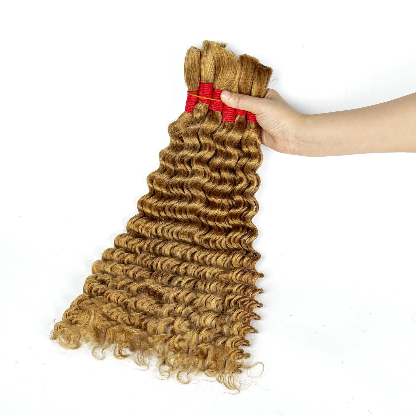 22 24Inch Deep Wave Bulk Human Hair for Boho Braids No Weft Colored 100% 12A Human Hair Bulk Curly Extensions for Braiding