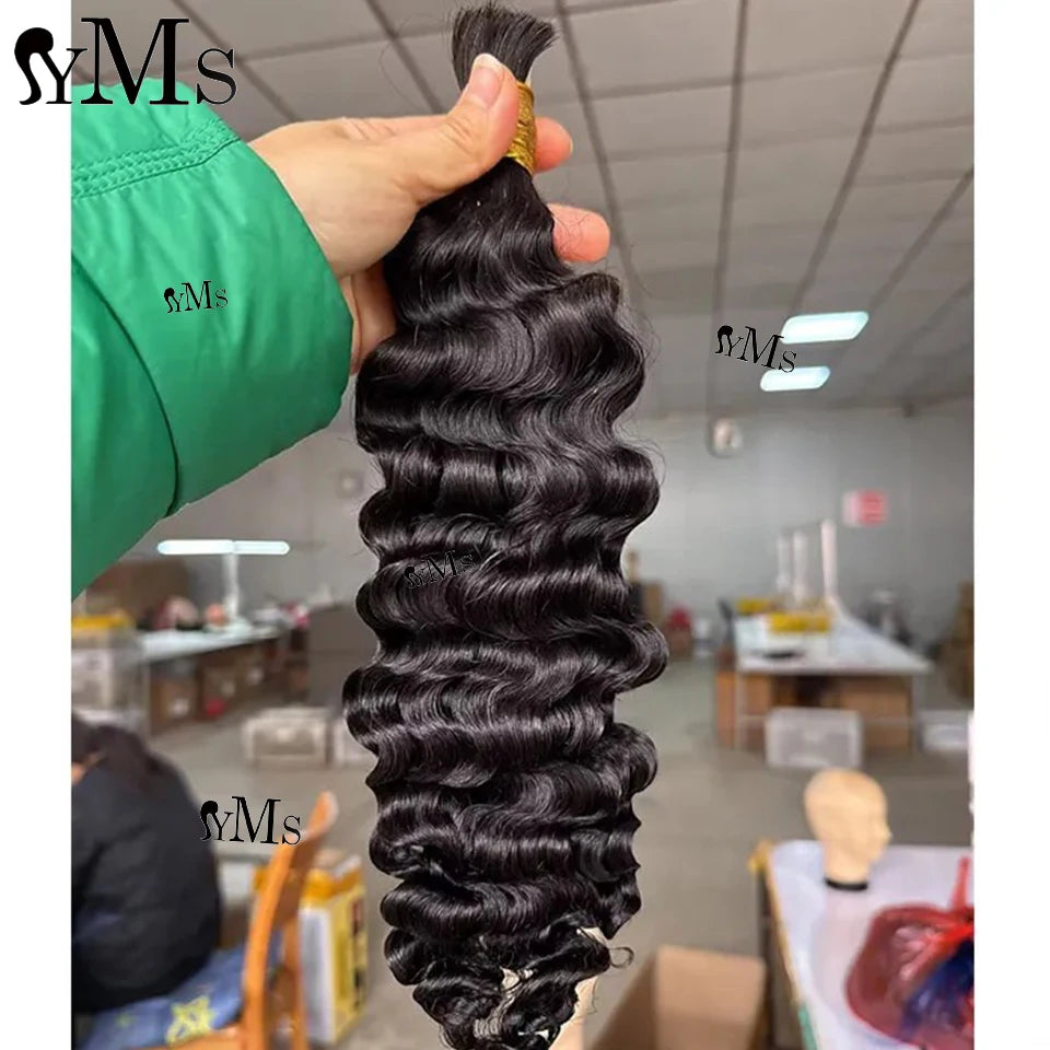 Burmese Curly Bulk Human Hair For Braiding Wholesale YMS Boho Braids Human Hair Extensions No Weft Double Drawn Curly Hair Bulk