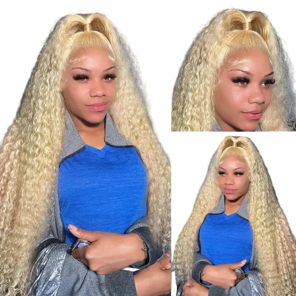 613 Blonde Human Hair Wig Deep Wave 38 Inch