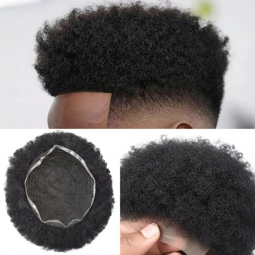 Hair Units For Black Men Hair Replacement System Swiss Lace Afro Toupee