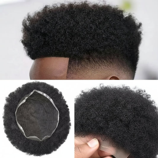 Hair Units For Black Men Hair Replacement System Swiss Lace Afro Toupee