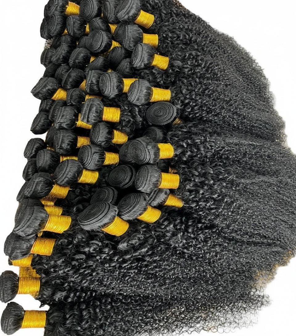 Afro Kinky Deep Curly Wave Bundle With Closure