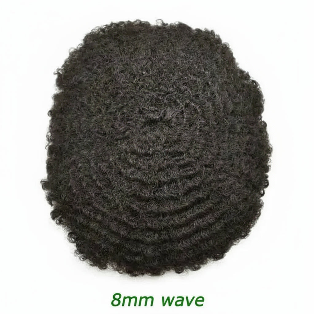 4mm Wave Afro Human Hair Wigs for Men Thin Skin