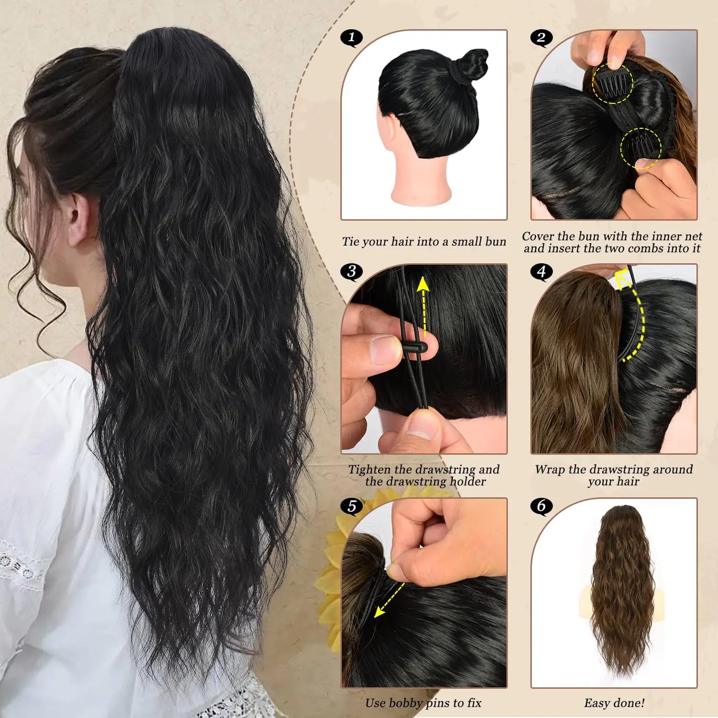 Long Curly Wavy Ponytail Hair Extension