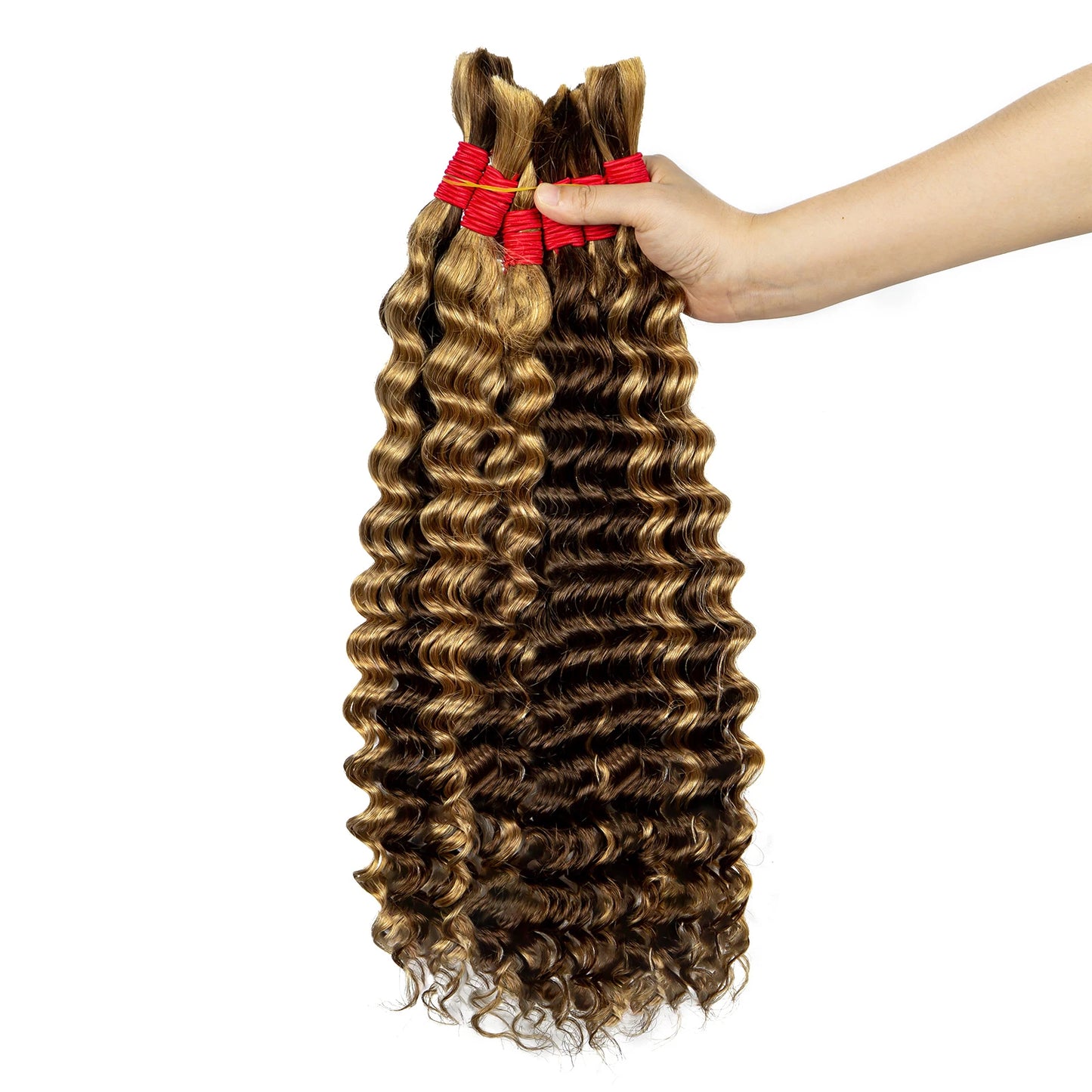 22 24Inch Deep Wave Bulk Human Hair for Boho Braids No Weft Colored 100% 12A Human Hair Bulk Curly Extensions for Braiding