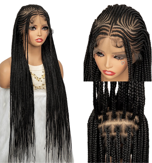 African Braided Hair Wigs Synthetic Full Lace Cornrows