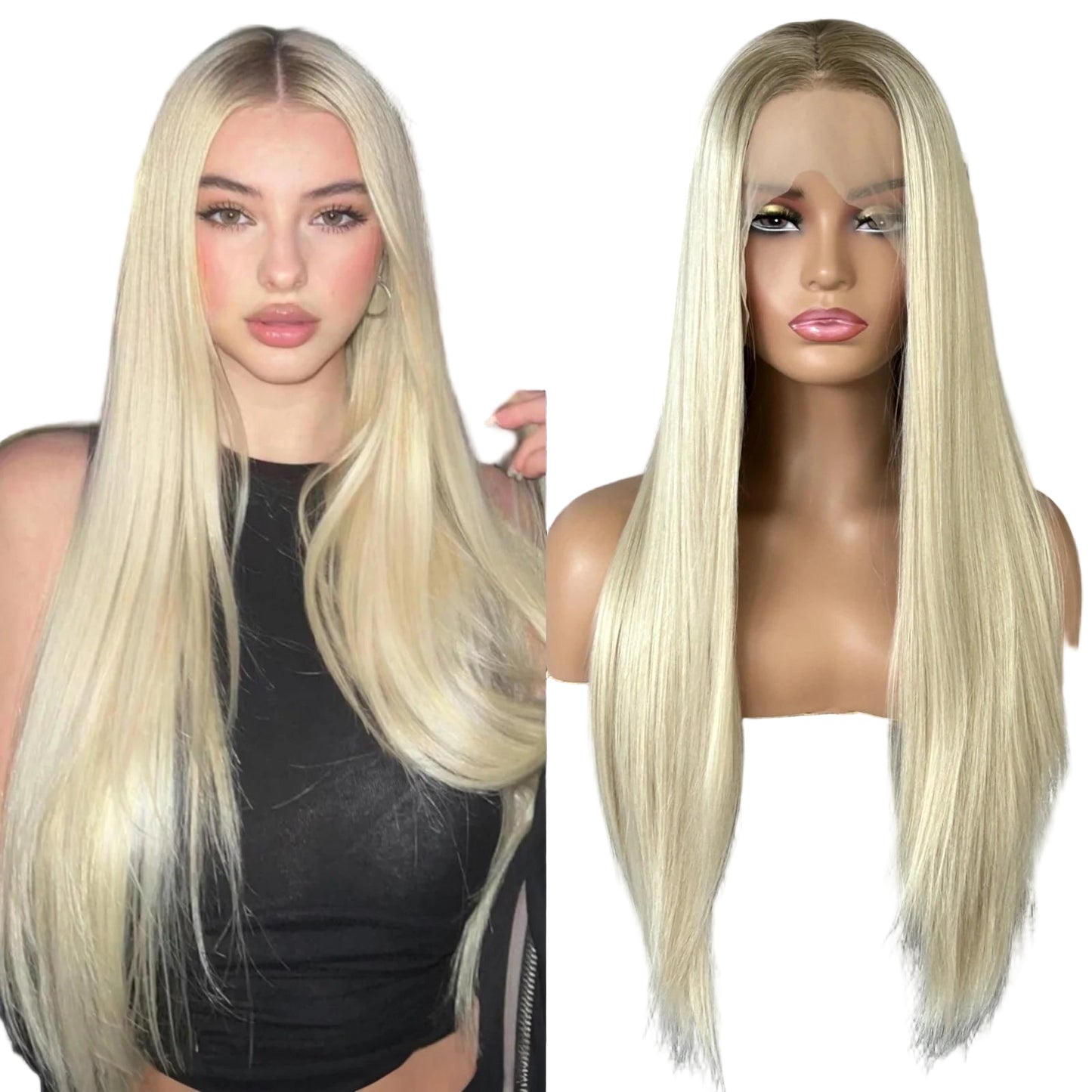 Long Blonde Ombre Straight Wig