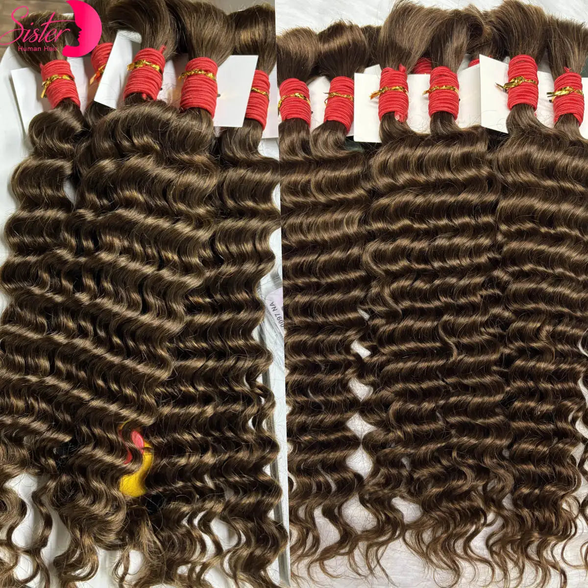 22 24Inch Deep Wave Bulk Human Hair for Boho Braids No Weft Colored 100% 12A Human Hair Bulk Curly Extensions for Braiding