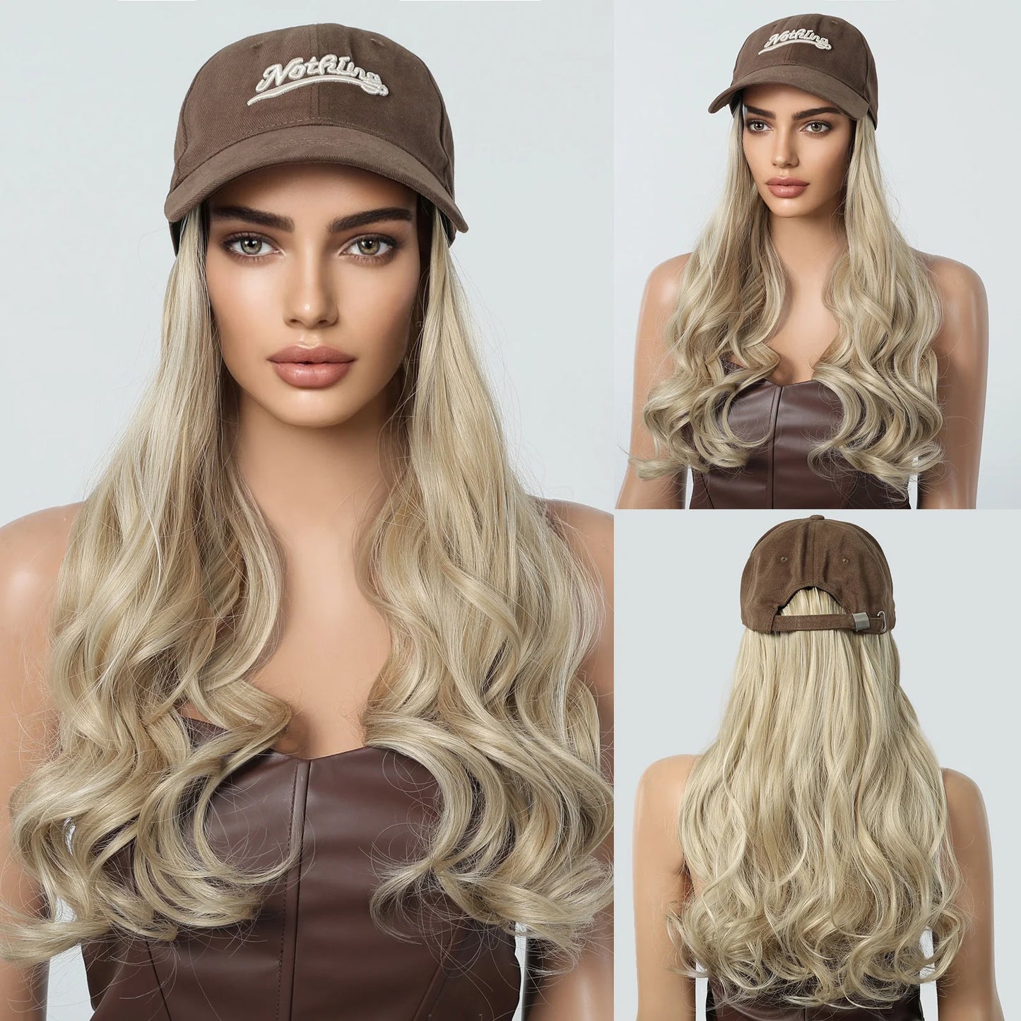 Hat Wig Blonde  Synthetic Hair Extension