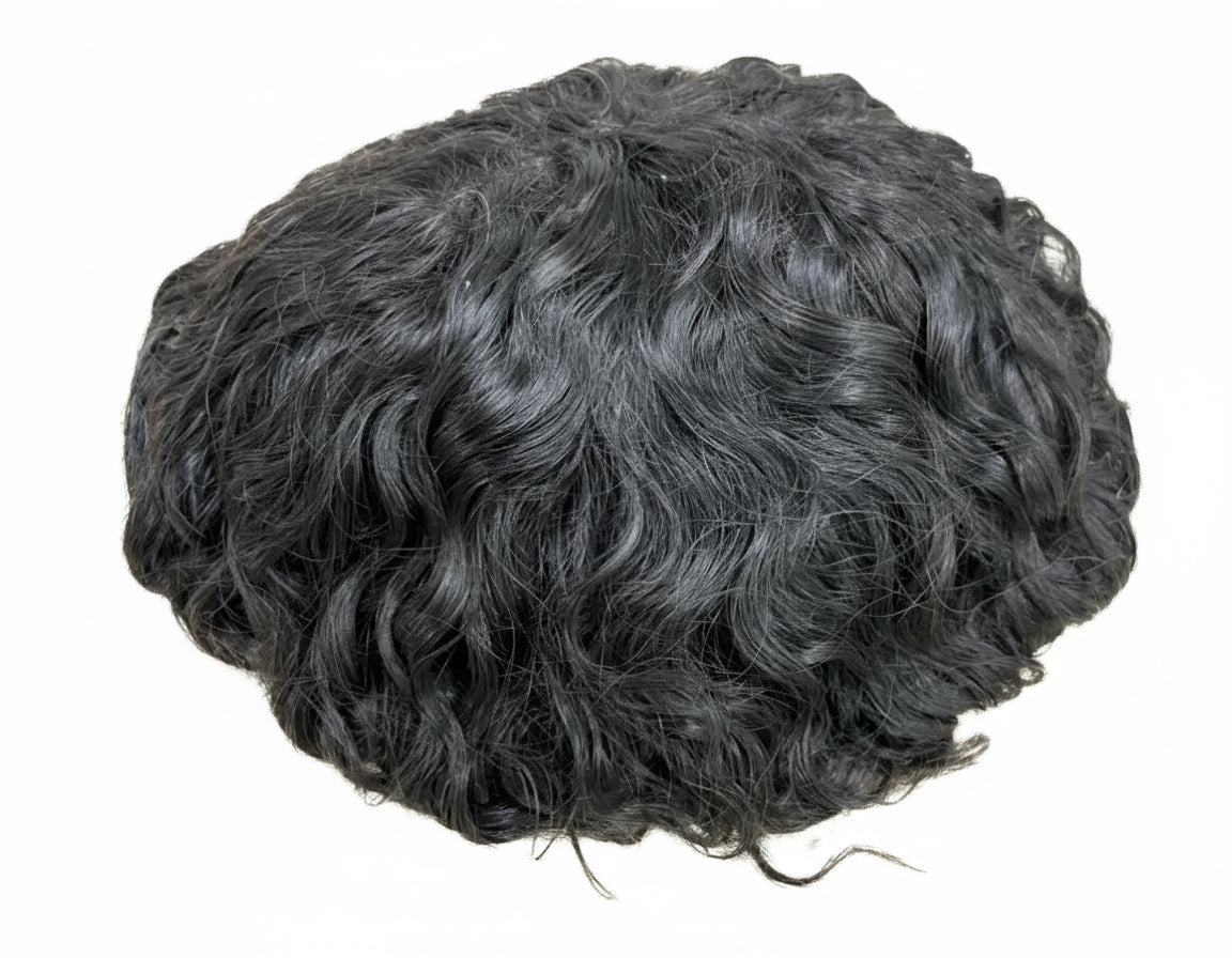 4mm Wave Afro Human Hair Wigs for Men Thin Skin